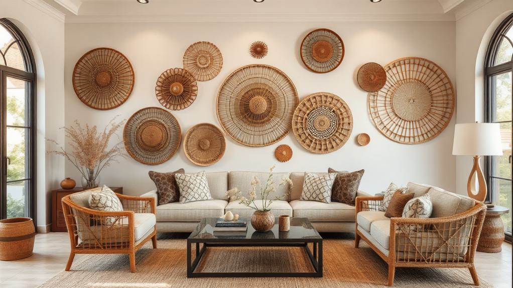 natural rattan wall art